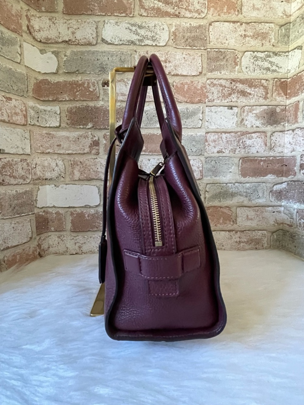 Michael Kors Burgundy Leather Satchel with Gold Hardware - Picture 5 of 13